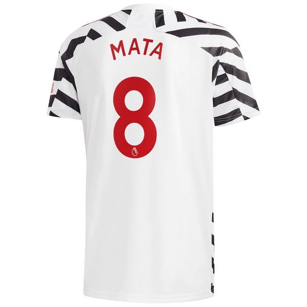 Camiseta Manchester United NO.8 Mata Tercera Equipación 2020-2021 Blanco